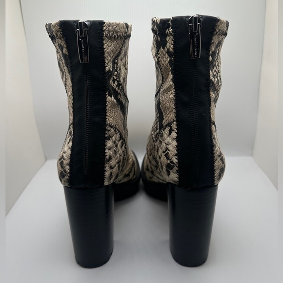 NEW Vince Camuto Erettie Black White Snake Print High Block Heel Booties 7.5M - Picture 5 of 13